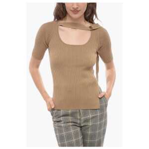 Eudon Choi Ribbed Top with Cut-Out Details