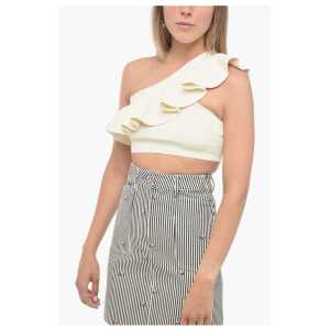 Celine Asymmetric Cropped Top with Ruffles