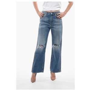Stella McCartney Cropped Straight Fit Denims with Side Zips 26cm