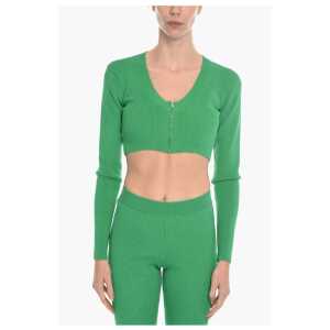 Birgitte Herskind VANESSA HONG Solid Color MISS Cropped Cardigan with Zip Clos