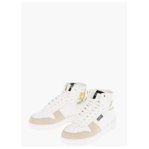 Versace JEANS COUTURE Leather and Fabric MEYSSA High-Top Sneakers wi