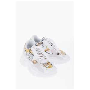 Versace JEANS COUTURE Baroque Motif Sneakers with Suede Details 7cm
