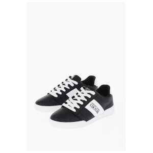 Versace JEANS COUTURE Two-Tone Leather BROOKLYN Low-Top Sneakers wit