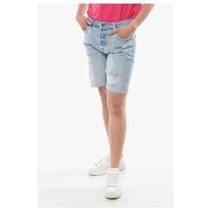 Frame Slouch Fit Denim Distressed Shorts