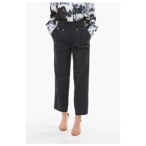Eudon Choi Linen and Virgin Wool DOLORES Single Pleat Pants with Golden