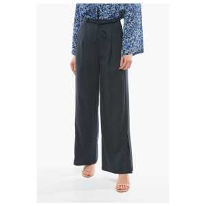 Eudon Choi Virgin Wool TANDIN Wide Leg Pants with Ankle Split and Belt