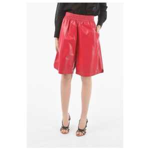 Bottega Veneta Lamb Skin Unlined Shorts with Elastic Waist