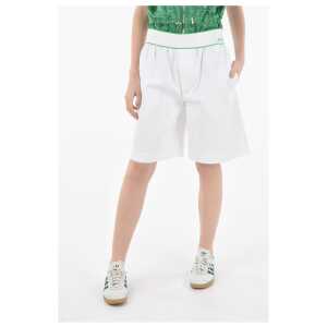 Bottega Veneta Logoed Sanded Cotton Shorts wih Elastic Waist
