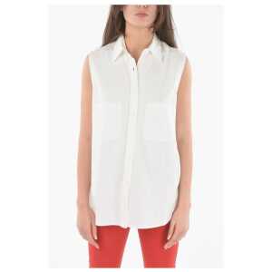 Woolrich Cotton Sleeveless Maxi Shirt with Double Breast Pockets