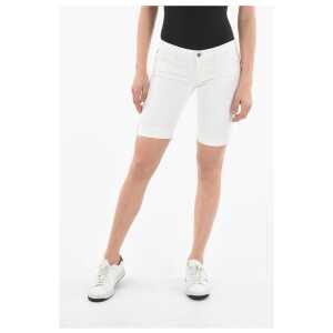Woolrich 5 Pockets Denim Stretch Shorts with Logoed Button