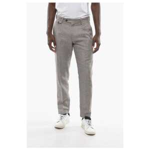 Cruna Houndstooth Motif Virgin Wool and Flax RAVAL Pants