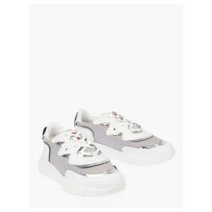 Moschino LOVE Leather and Fabric Sneakers RUNNING35 with Logoed Heart