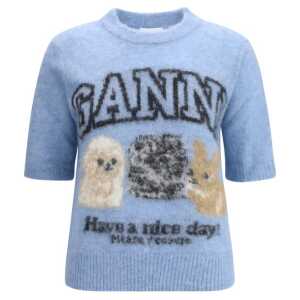 Ganni Puppies short sleeve Sweater