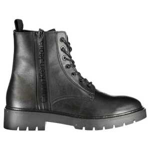 Calvin Klein Sleek Black Ankle Boots with Laces and Zip Detail