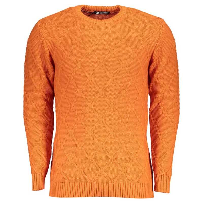 U.S. Grand Polo Orange Diamond Pattern Crew Neck Sweater, theFeinheit