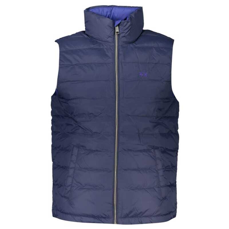 La Martina Sleek Sleeveless Embroidered Blue Jacket, theFeinheit