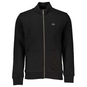 La Martina Sleek Black Cotton Zip Sweater