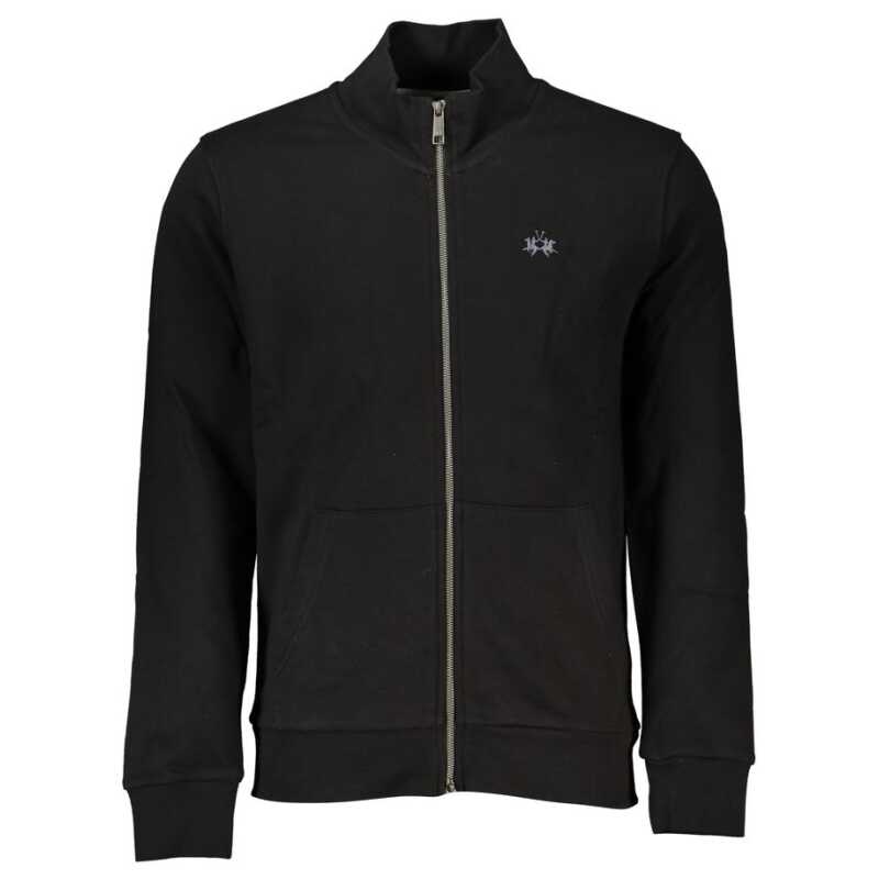 La Martina Sleek Black Cotton Zip Sweater, theFeinheit