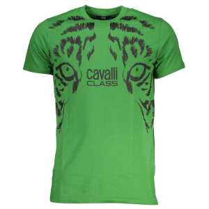 Cavalli Class Green Cotton T-Shirt