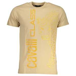 Cavalli Class Beige Cotton T-Shirt
