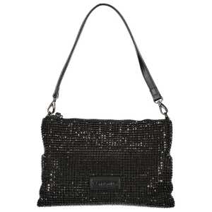 Valentino Bags Black Polyester Women Handbag with Rhinestone Details