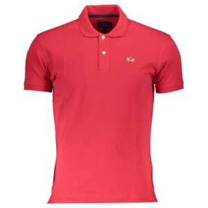 La Martina Red Cotton Men Polo Shirt