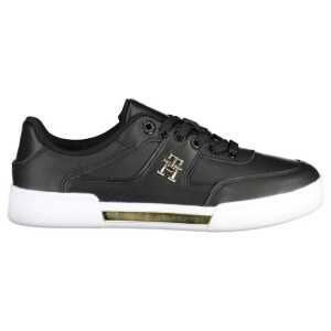 Tommy Hilfiger Black Leather Women Sneaker
