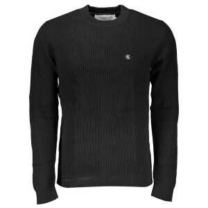 Calvin Klein Sleek Black Crew Neck Sweater with Logo