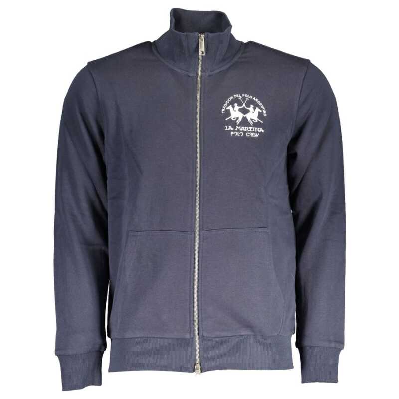 La Martina Blue Cotton Men Sweater, theFeinheit