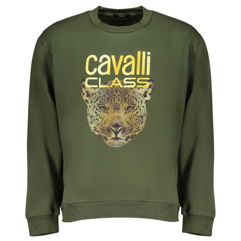 Cavalli Class Elegant Green Fleece Crew Neck Sweatshirt, theFeinheit