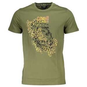 Cavalli Class Green Cotton Men T-Shirt