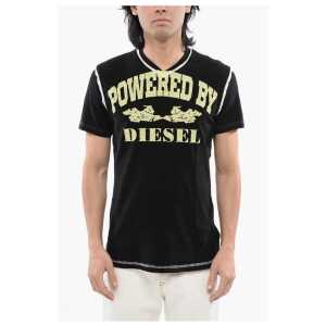 Diesel RED TAG Slub Cotton T-DIEGOR-V-RAW T-Shirt with Cracked Effe