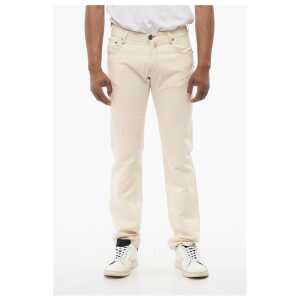 Corneliani ID Cotton and Linen 5 Pockets SELVEDGE Pants with Visible St