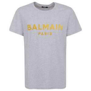 Balmain Gray Cotton T-Shirt