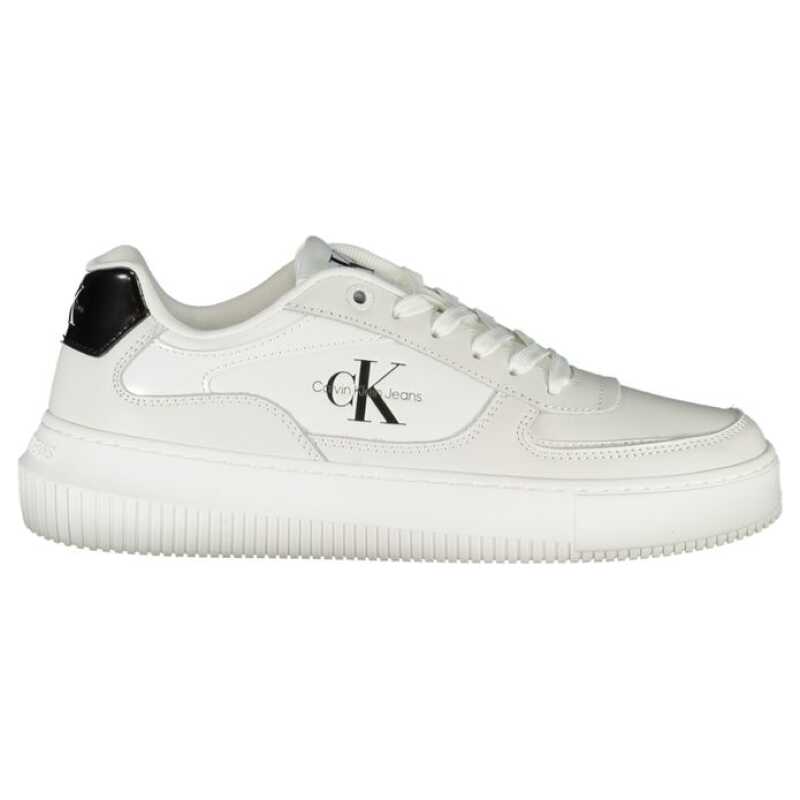 Calvin Klein Sleek White Lace-Up Sneakers with Contrast Details, theFeinheit