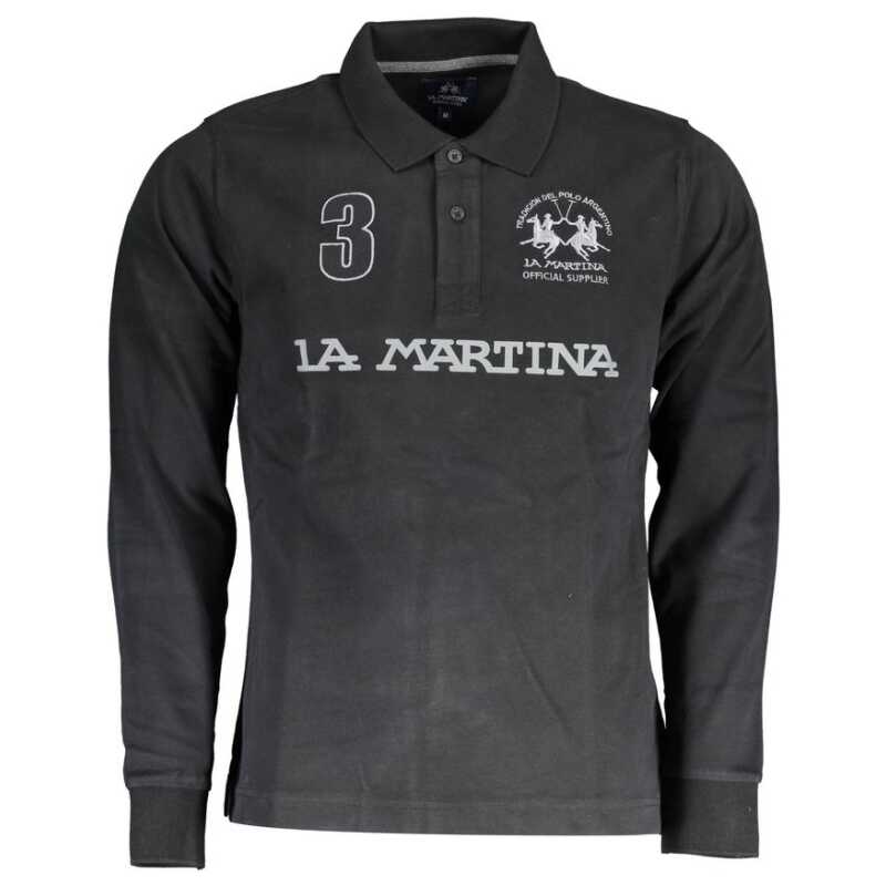 La Martina Black Cotton Men Polo Shirt, theFeinheit