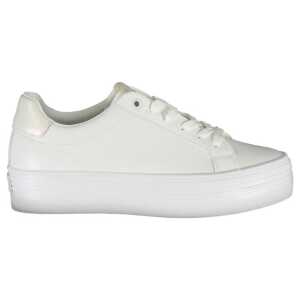 Calvin Klein Sleek White Lace-Up Sneakers with Contrast Detail