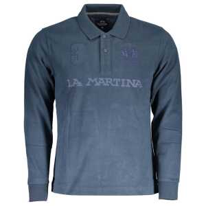 La Martina Blue Cotton Men Polo Shirt