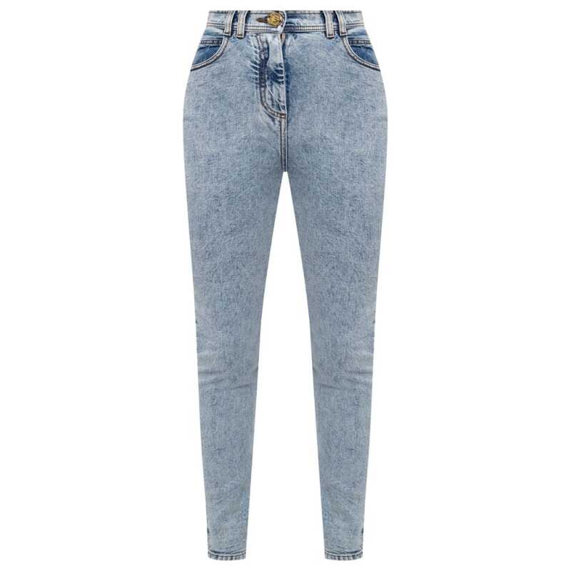 Balmain Blue Cotton Women&#8217;s High-Waisted Jean, theFeinheit