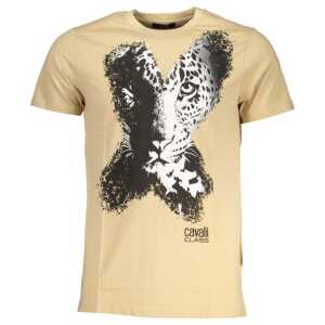 Cavalli Class Beige Cotton T-Shirt