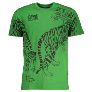 Cavalli Class Green Cotton T-Shirt
