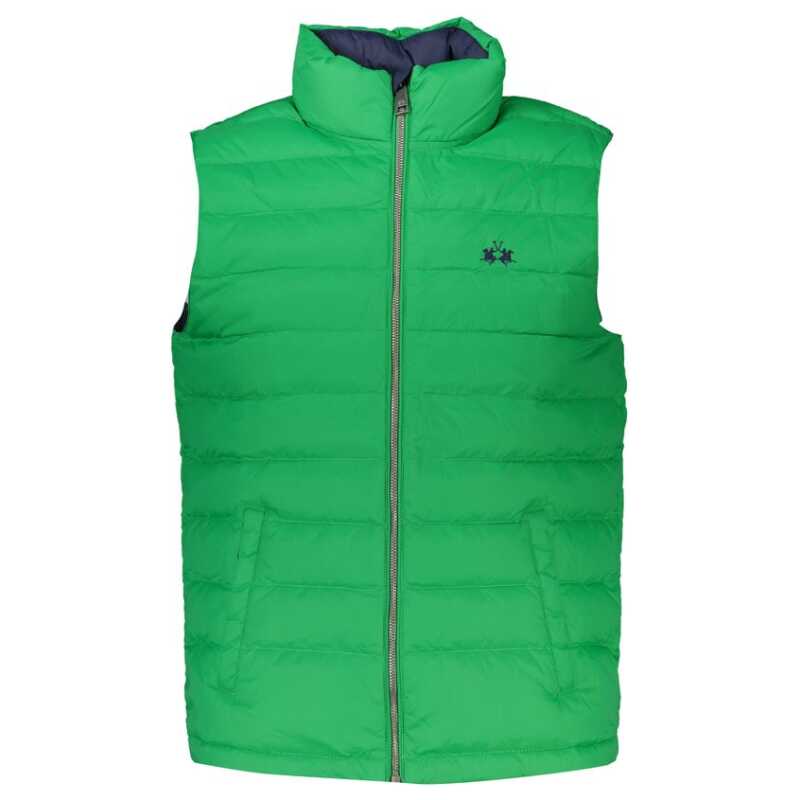 La Martina Sleek Sleeveless Green Jacket with Embroidery, theFeinheit