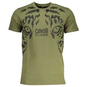 Cavalli Class Green Cotton T-Shirt