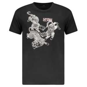 Cavalli Class Black Cotton Men T-Shirt