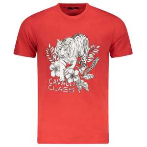 Cavalli Class Red Cotton Men T-Shirt