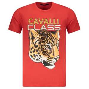 Cavalli Class Red Cotton Men T-Shirt