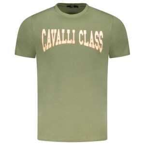 Cavalli Class Green Cotton Men T-Shirt