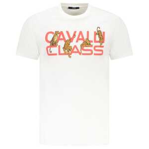 Cavalli Class White Cotton Men T-Shirt