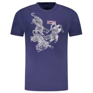Cavalli Class Blue Cotton Men T-Shirt