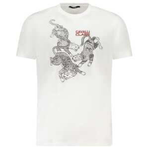 Cavalli Class White Cotton Men T-Shirt